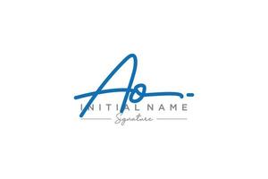 Initial AO signature logo template vector. Hand drawn Calligraphy lettering Vector illustration.