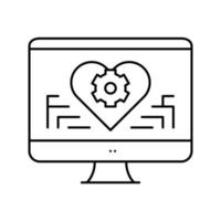 remote work on computer line icon vector illustration