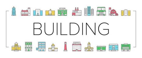 Building Architecture Collection Icons Set Vector