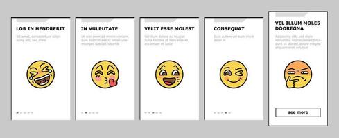 emoji emocional divertido sonrisa cara onboarding iconos conjunto vector