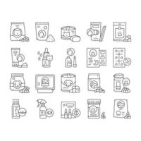 Pet Products Food Collection Icons Set Vector