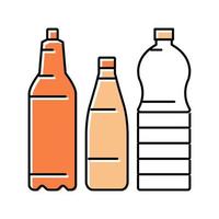 Ilustración de vector de icono de color de residuos de plástico de embalaje de botella