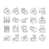 Meat Factory Product Collection Icons Set Vector