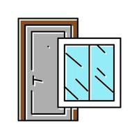 ilustración de vector de icono de color de ventana y puerta