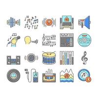 Music Record Studio Equipment Icons Set Vector