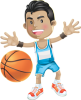 niño de dibujos animados jugando baloncesto png