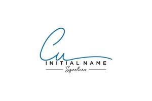 Initial CU signature logo template vector. Hand drawn Calligraphy lettering Vector illustration.