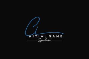 Initial CI signature logo template vector. Hand drawn Calligraphy lettering Vector illustration.