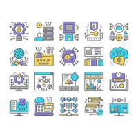 System Work Process Collection Icons Set Vector