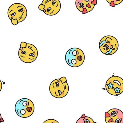 Emoji Emotional Funny Smile Face vector seamless pattern