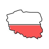 polonia país mapa bandera color icono vector ilustración
