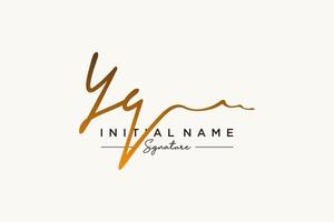 Initial YQ signature logo template vector. Hand drawn Calligraphy lettering Vector illustration.