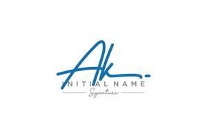 Initial AK signature logo template vector. Hand drawn Calligraphy lettering Vector illustration.