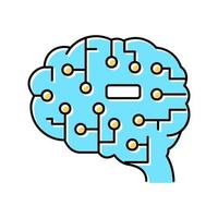 artificial intelligence brain color icon vector illustration