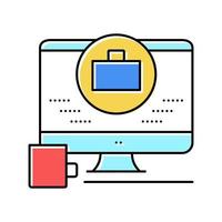 remote work computer screen color icon vector illustration