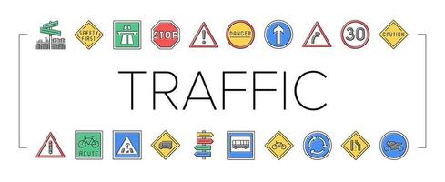 Traffic Sign Road Information Icons Set Vector