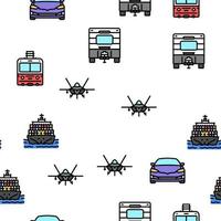 transport truck car vehicle ship vector seamless pattern