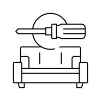 ilustración de vector de icono de línea de reparación de muebles