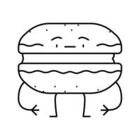 macaroon dessert character line icon vector illustration