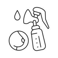 pumpking milk with breast pump line icon vector illustration