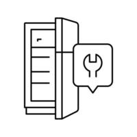 Ilustración de vector de icono de línea de reparación de refrigerador