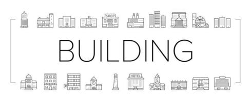 Building Architecture Collection Icons Set Vector