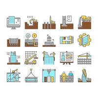 conjunto de iconos de colección de construcción de edificios vector