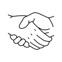 handshake with hand line icon vector illustration