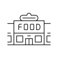 tienda de alimentos edificio línea icono vector ilustración