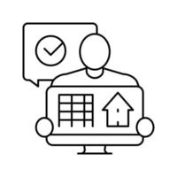 gerente de propiedad inmobiliaria casa línea icono vector ilustración