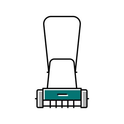 lawn mower with rotary roller color icon vector illustration