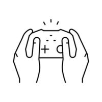 playing video game joystick line icon vector illustration