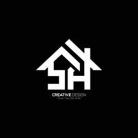 logotipo de monograma de marca de negocio de bienes raíces de letra sh vector