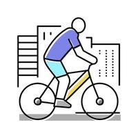 urban riding bicycle color icon vector illustration