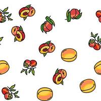 melocotón fruta nectarina jugoso vector de patrones sin fisuras
