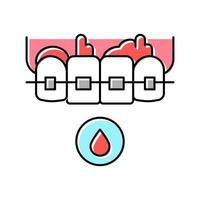 blood from tooth braces color icon vector illustration