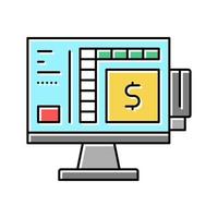 shop self service pos terminal computer color icon vector illustration