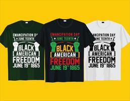 diecinueveavo negro afroamericano libertad mes de la historia negra diecinueveavo tipografía camiseta diseño vector