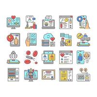 Telehealth Medicine Treatment Icons Set Vector