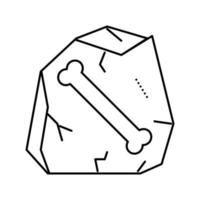 hueso en piedra línea icono vector ilustración