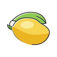 mango yellow leaf fruit color icon vector illustration