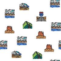 North America Famous Landscape vector seamless pattern