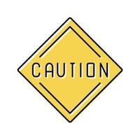 caution road sign color icon vector illustration