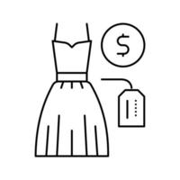 ilustración de vector de icono de línea de alquiler de vestido de novia