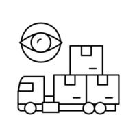 Ilustración de vector de icono de línea de control y gestión de suministro de carga de camión