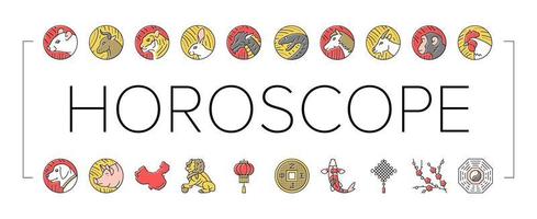 Chinese Horoscope And Accessory Icons Set Vector