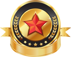 Gold metallic shields and red stars png