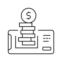 icono de línea de aplicación de teléfono de dinero electrónico ilustración vectorial vector