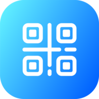 QR code icon in square gradient colors. Scan QR code signs illustration. png