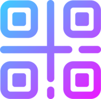 icono de código qr en colores degradados. escanee la ilustración de signos de código qr. png